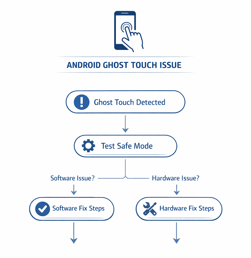 android ghost touch fix flowchart step by step diagnosis